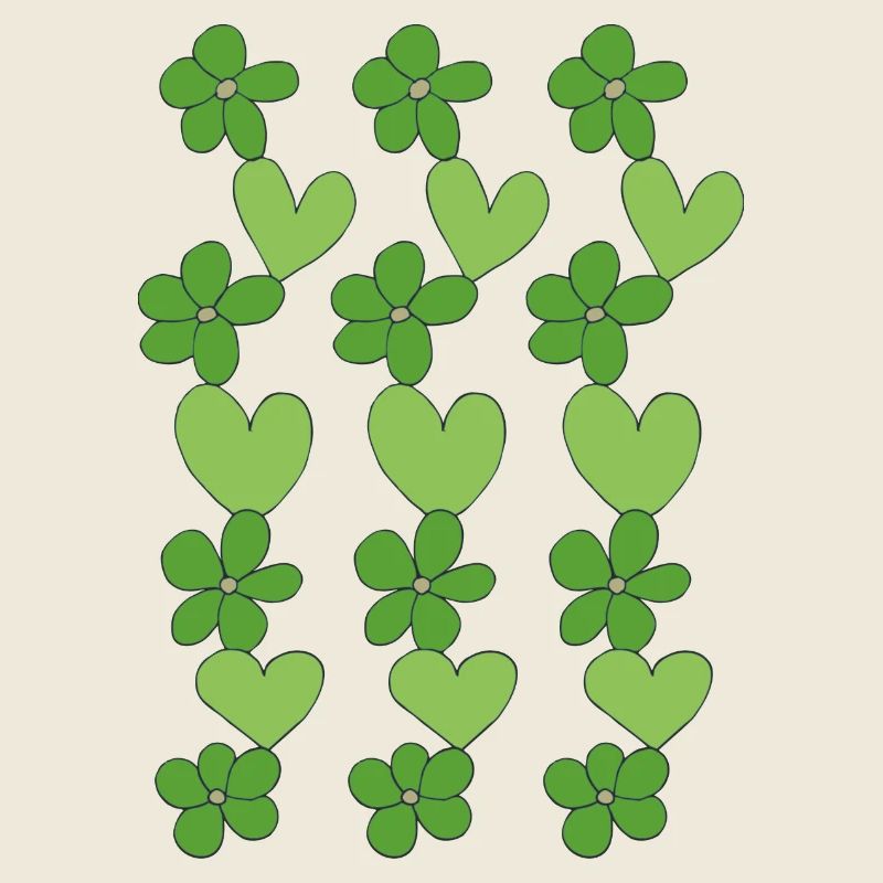 cœurs fleurs vert