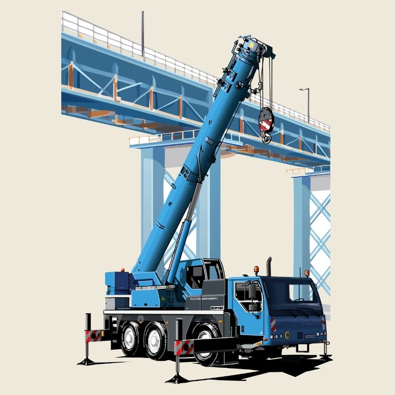 Mobile crane assembles bridge sections
