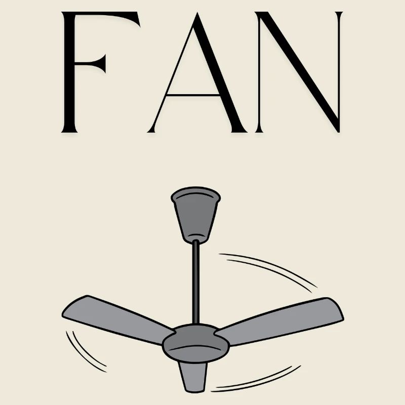 "FAN" mit Deckenventilator – Minimalistisches Wort
