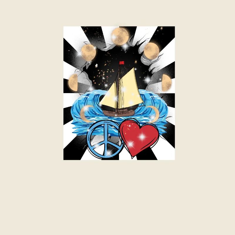 Maritime Retro Sailing Ship Peace Heart Hearts