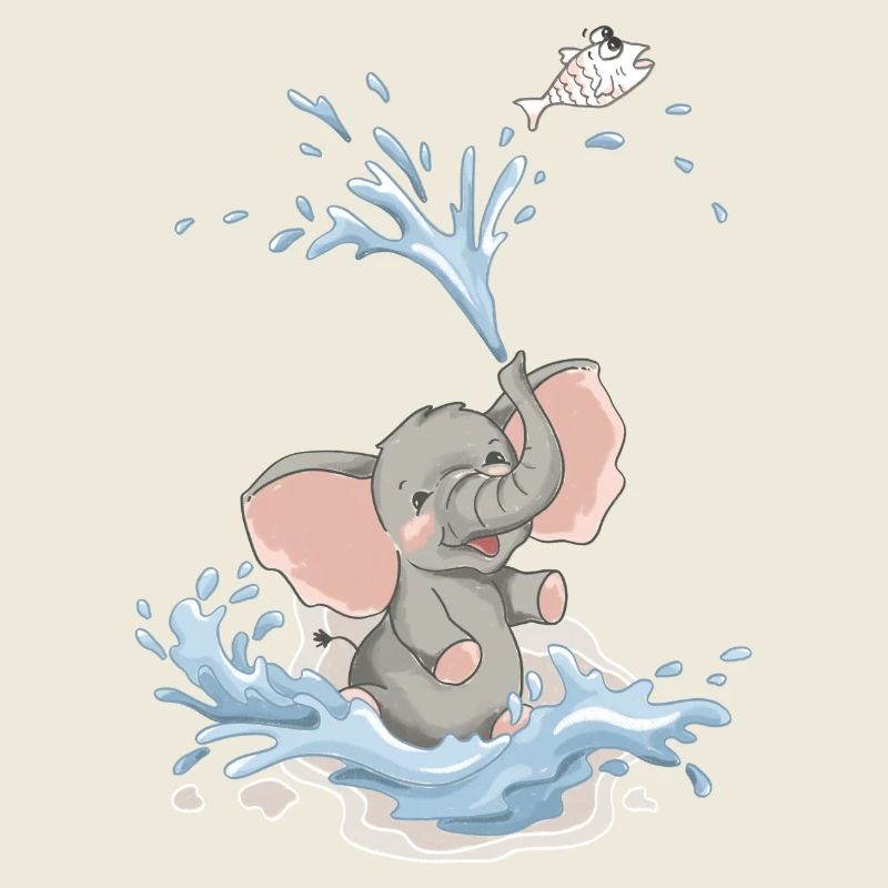Bébé éléphant Éléphant Éclaboussure d’eau Eau Baignée d’été