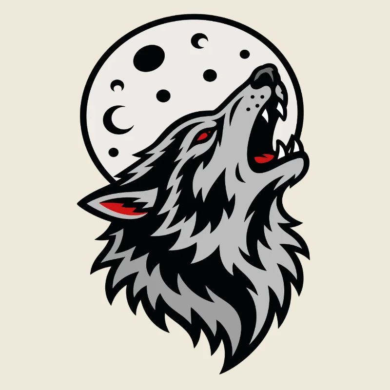 Wolf howling under the mystical full moon