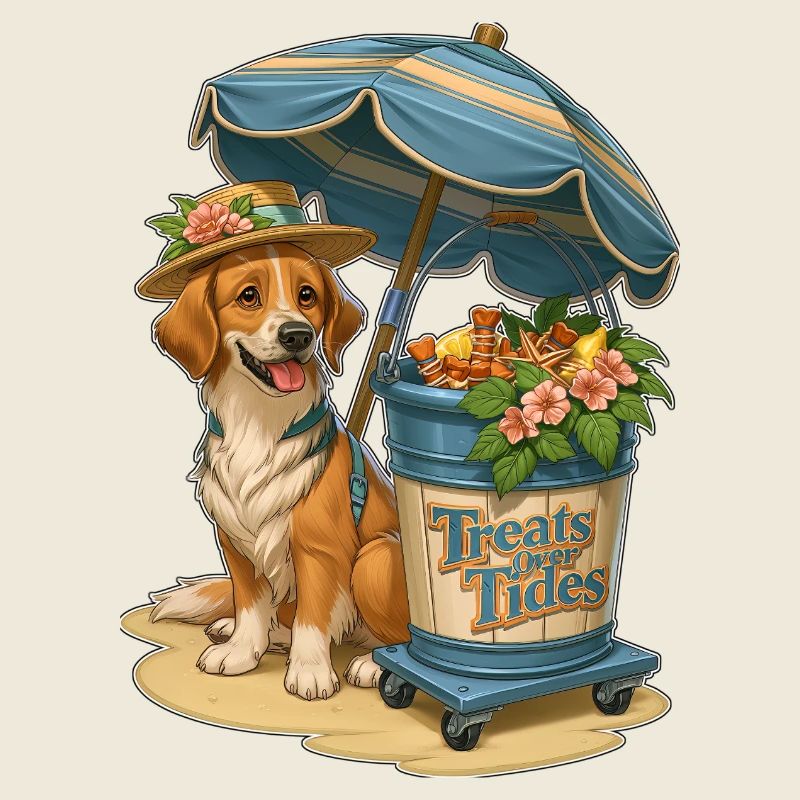 Treats Over Tides Strandhund-Design