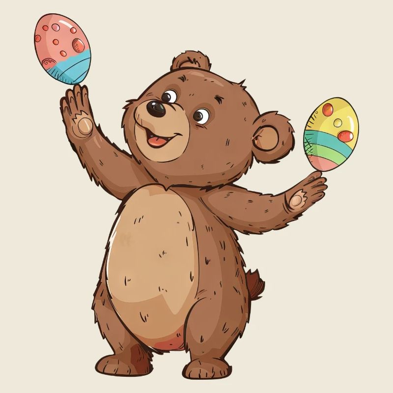Easter Bear Balancing Easter Eggs: Sweets