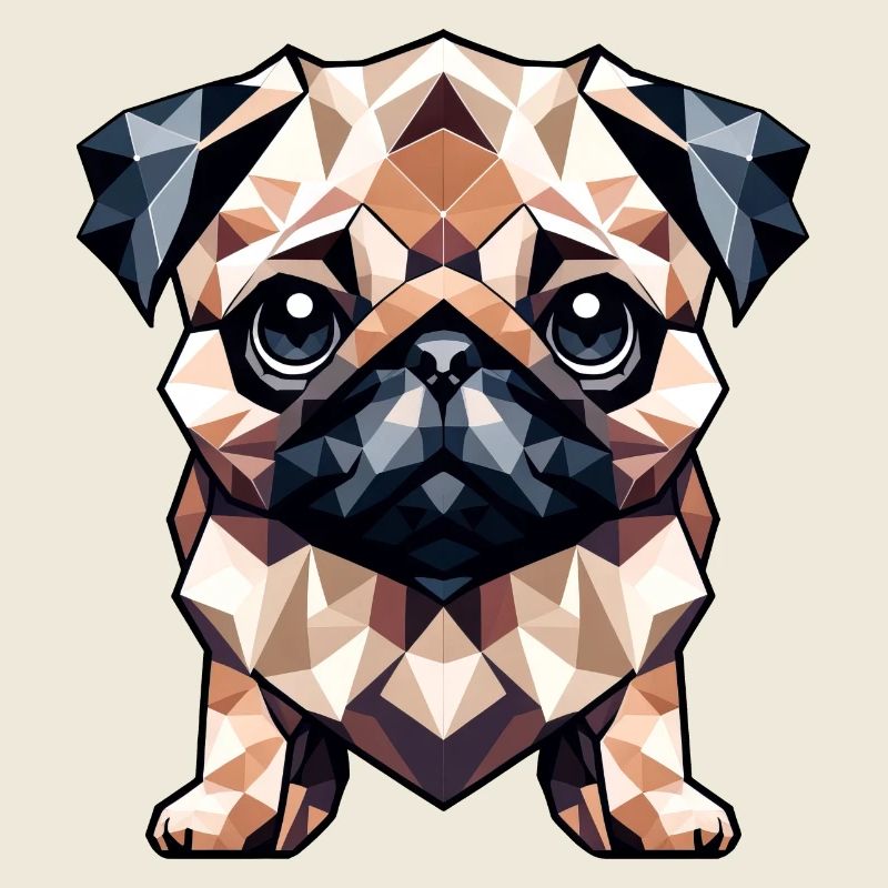 Mops in Polygon-Kunst Geometrisches Design