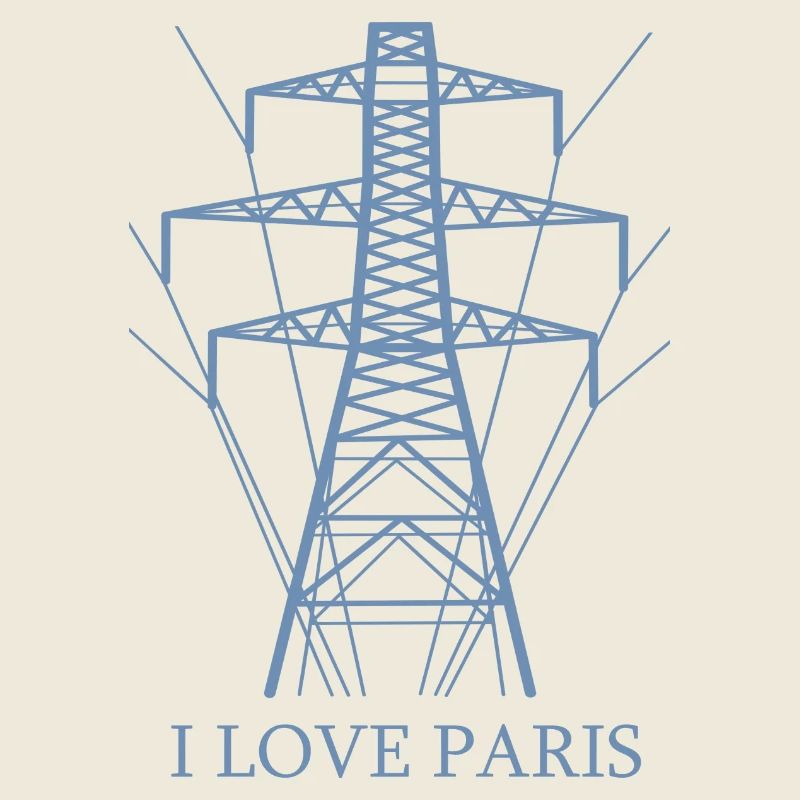 Ironisch Ich liebe Paris Eiffelturm als Strommast