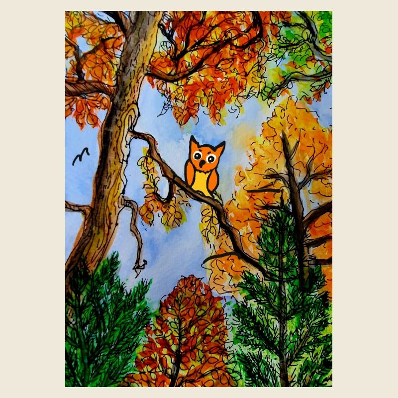 EG Blumen I Herbst I Geschenk I Bunt I Eule