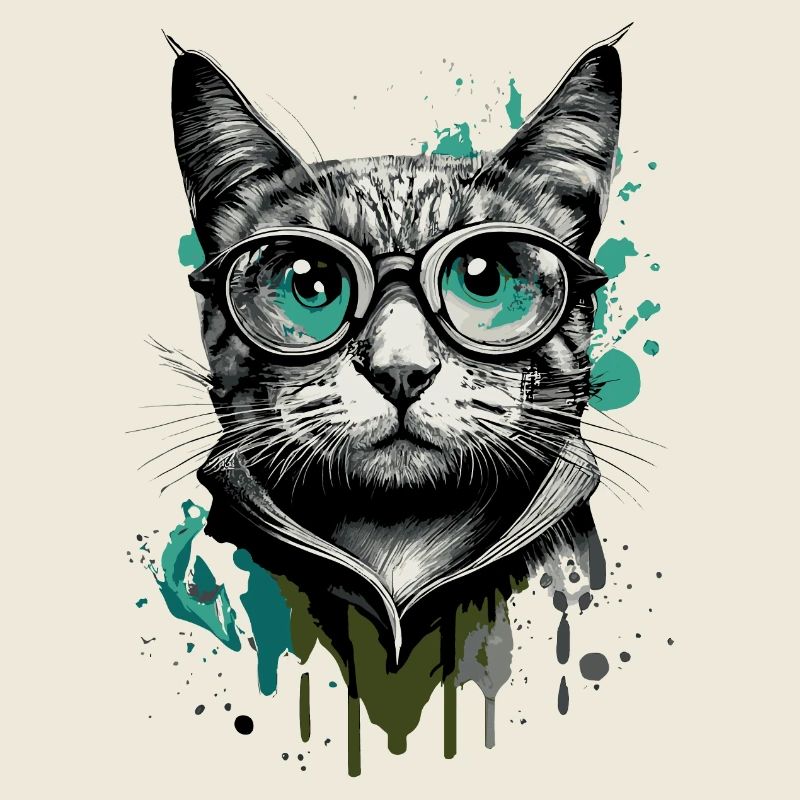 Cat with Glasses - Nerd Cat - Cat Face