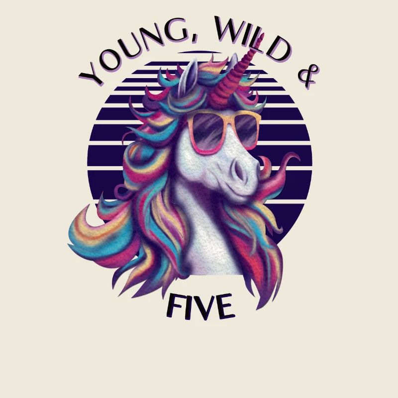 Young, Wild & Five – Einhorn Geburtstag Shirt