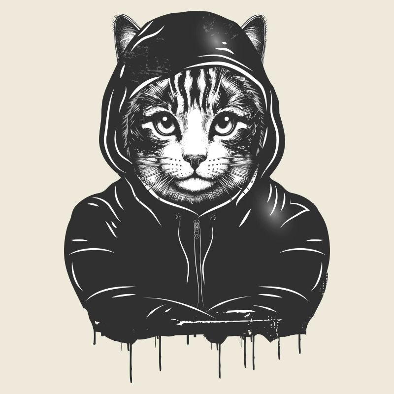 Tête de chat avec capuche à capuche dans le style Graffiti
