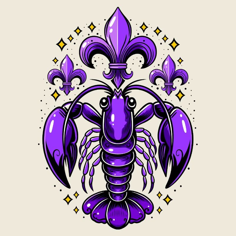 Mardi Gras Languste mit Fleur-de-Lis Design