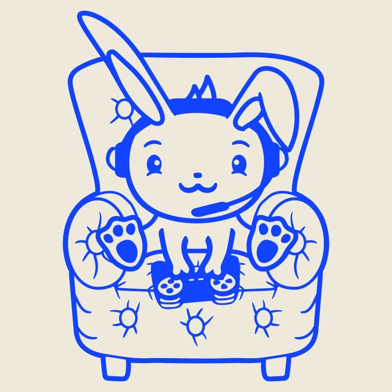 Bunny Playing Controller Console Headset Gamer Nerd