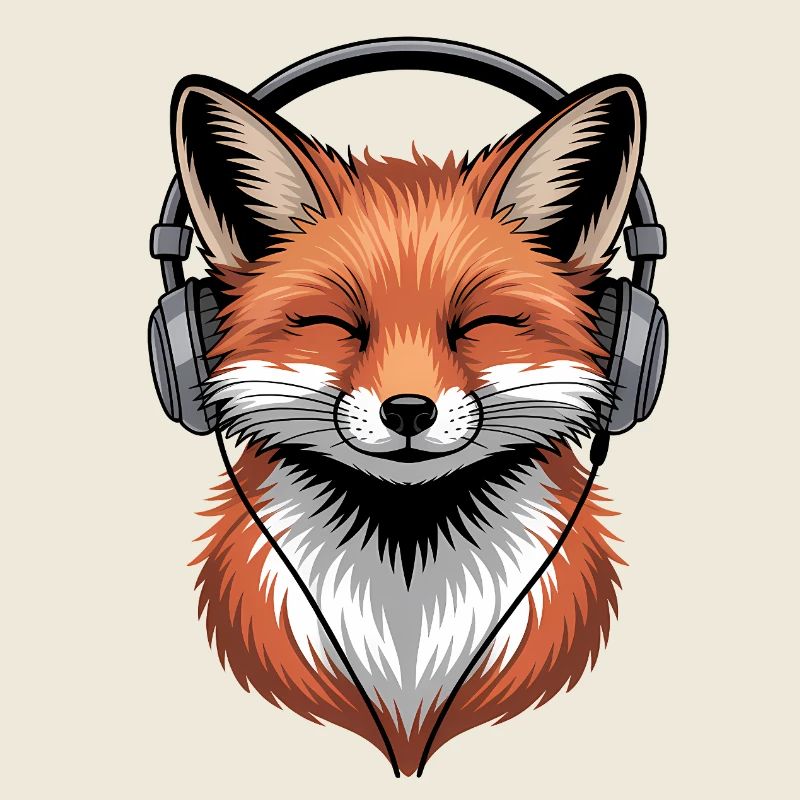 Fuchs mit Kopfhörern