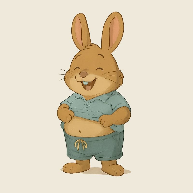 Funny bunny with belly in chill look