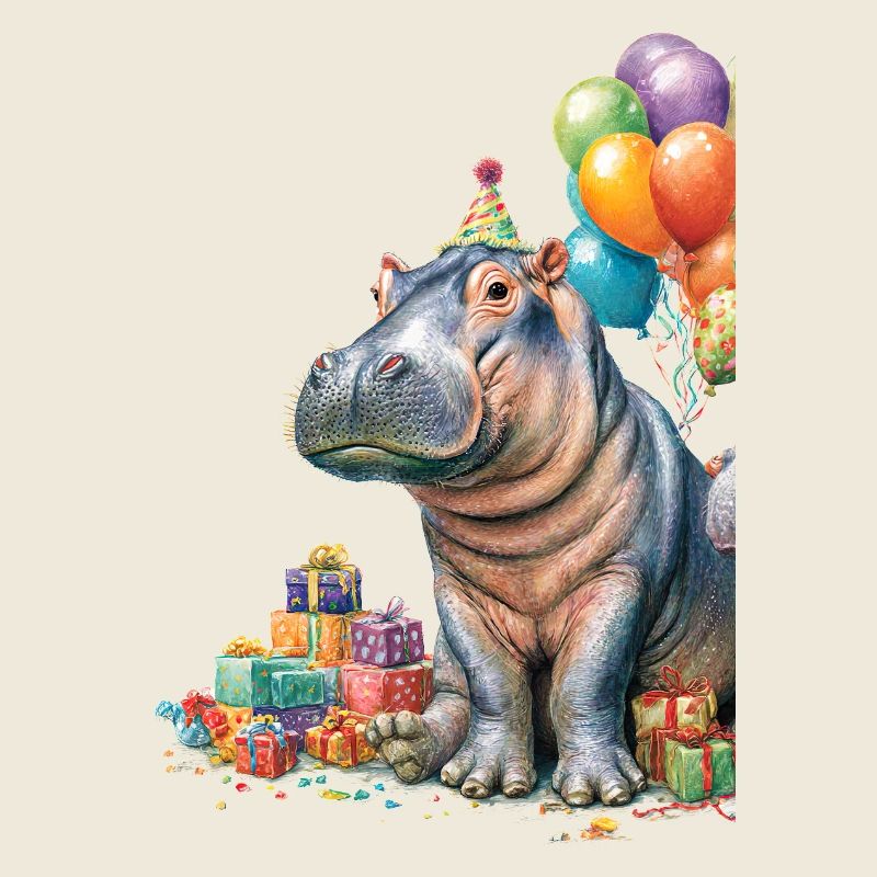 Hippo Geburtstagsfeier mit Ballons