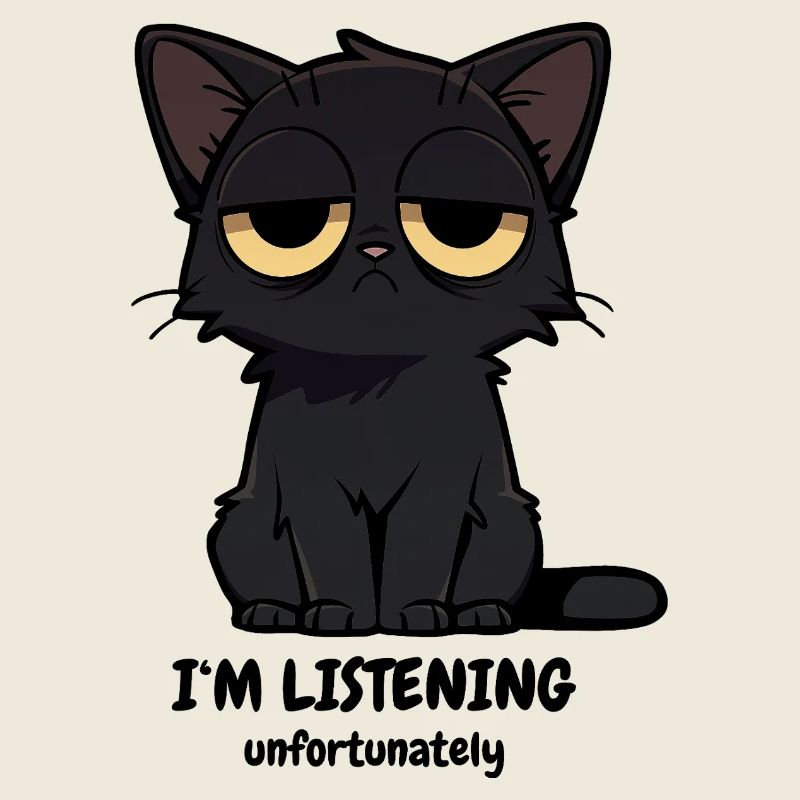 Grumpy Black Cat | Zero Buck Cats Motif