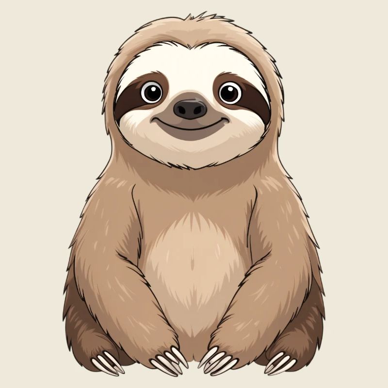 Cuddly Sloth Cartoon Print