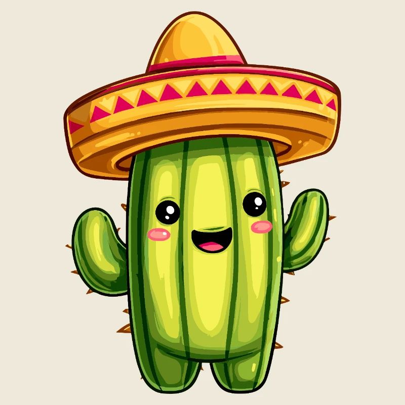 Cactus with Sombrero – kawaii Cactus