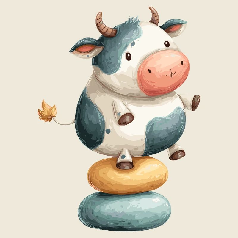 Cow balancing on donuts