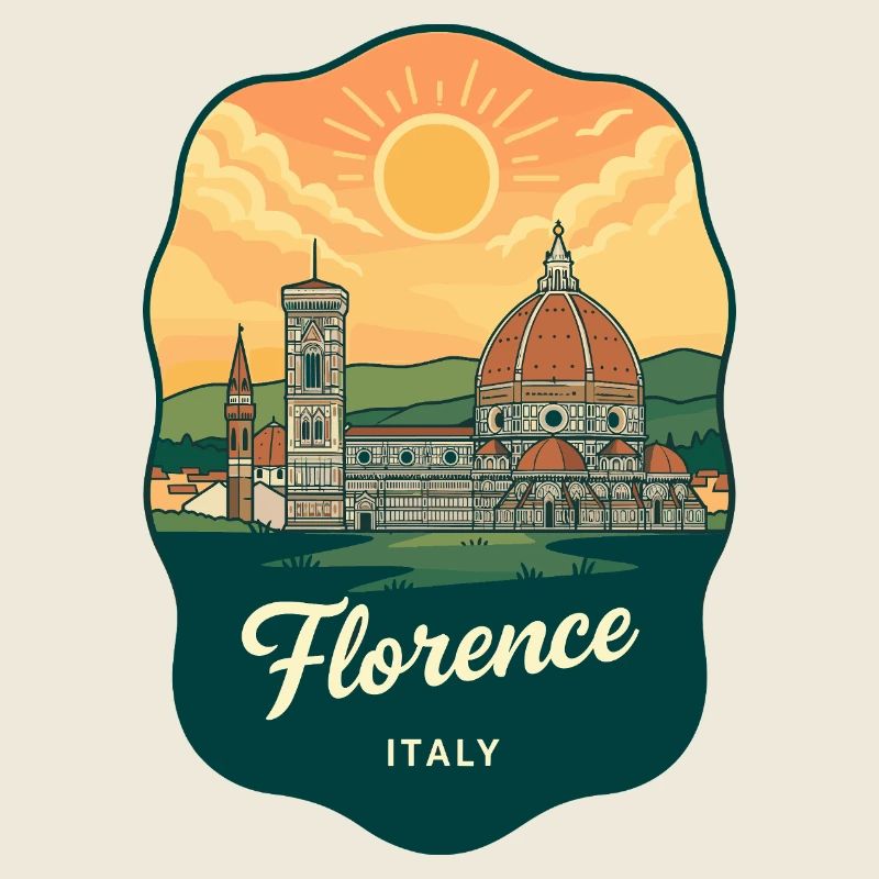 Florence Duomo Retro Sonnenuntergangs-Reiseabzeichen