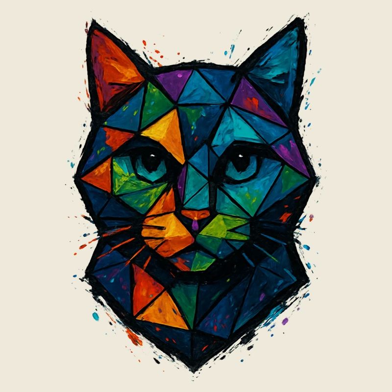 Cat Low Poly - Geometric Mesh Polygonal Art Desig