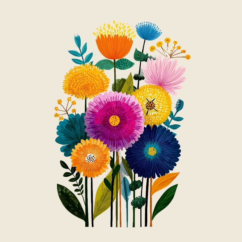 Bunte Blütenpracht Strauß Illustration