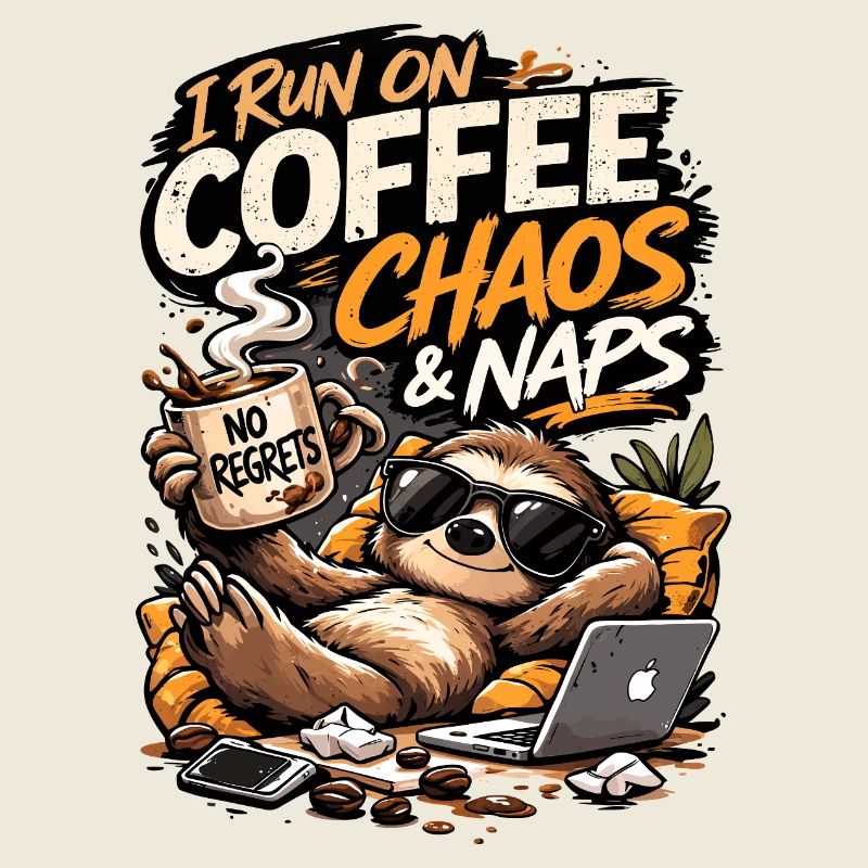 Coffee Chaos & Naps Sloth Tee