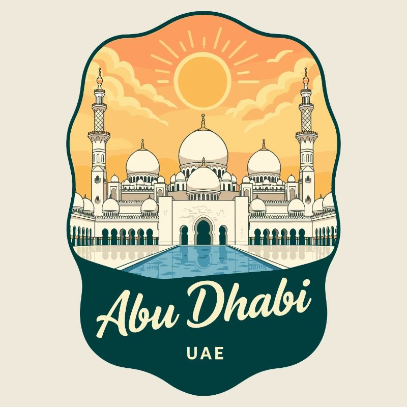 Abu Dhabi Grand Mosque Retro Sunset Abzeichen