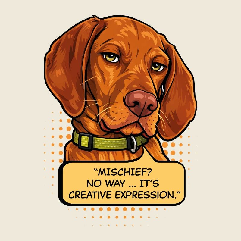 Funny Vizsla Mischief Dog – Creative Expression