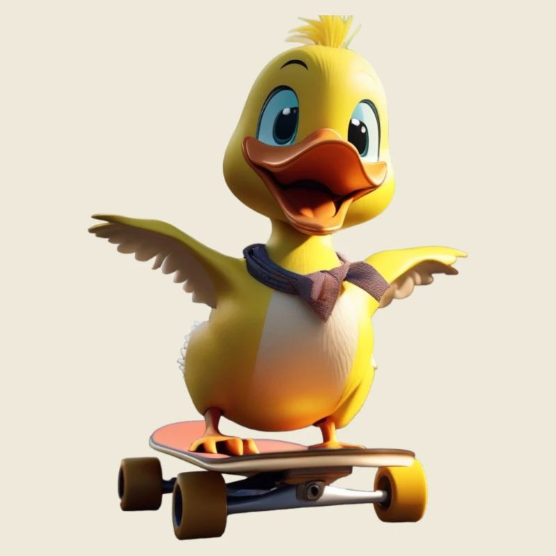 Portrait de canard en skateboard