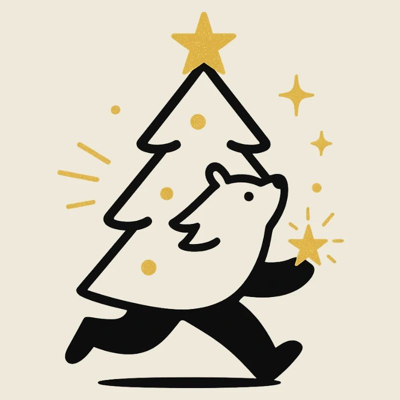 Weihnachtswolf und Sternenbaum