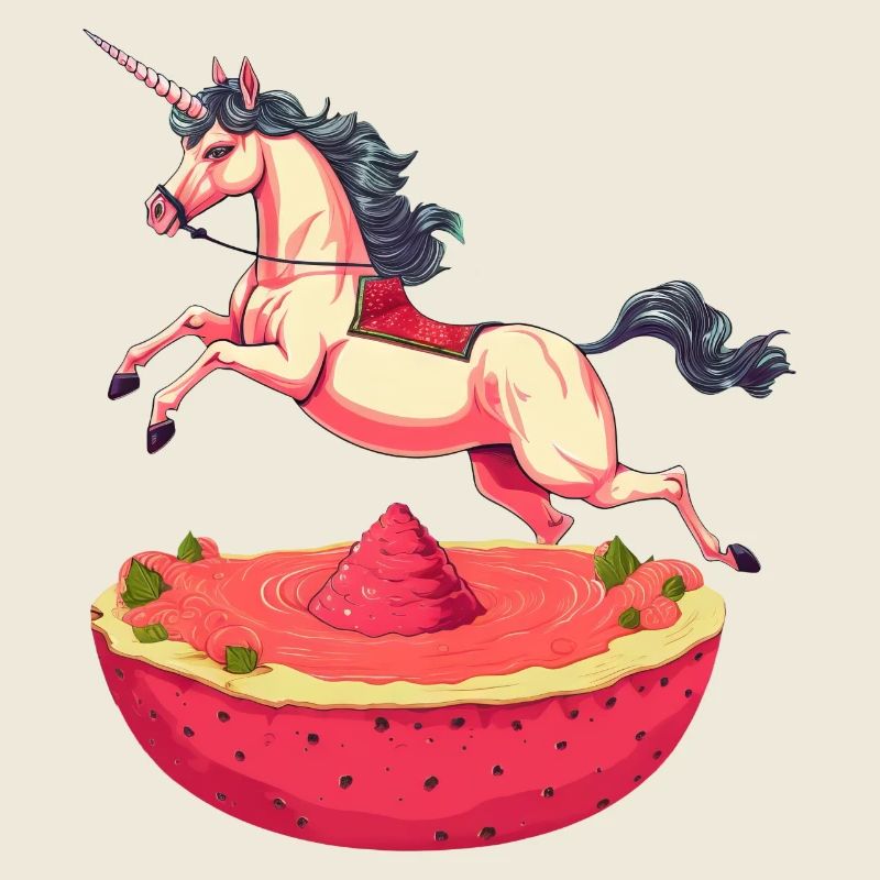 Unicorn with watermelon and dragon fruit -