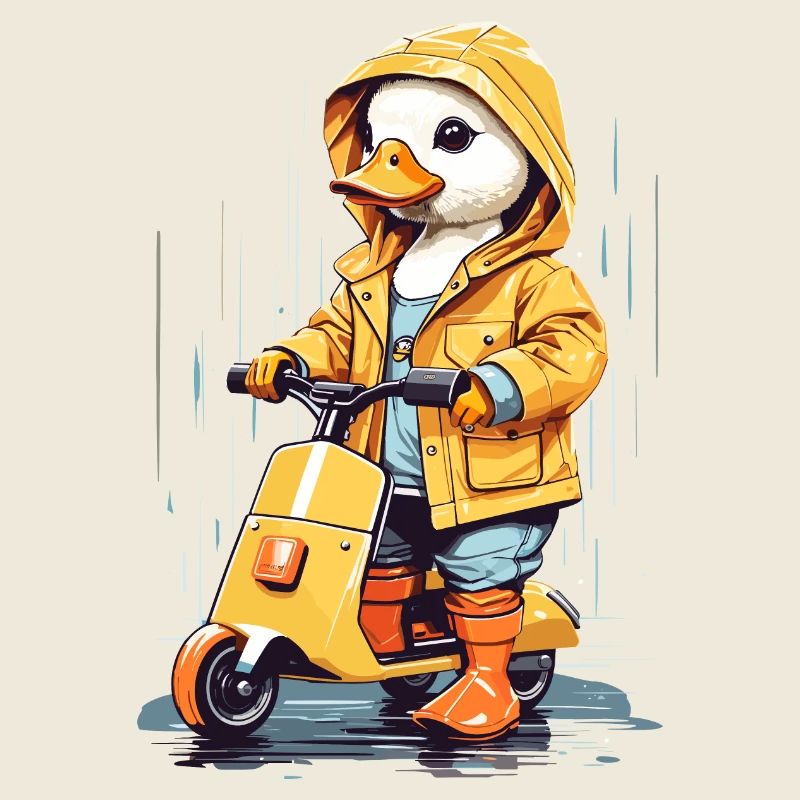 Cute duck with roller