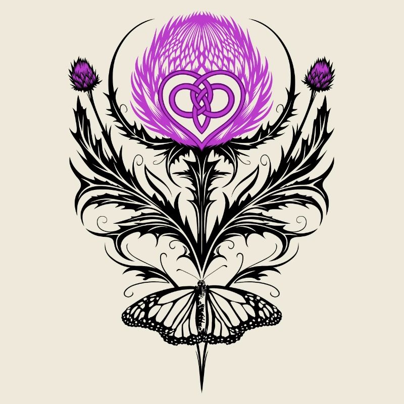 Distel mit Schmetterling Mutterknoten