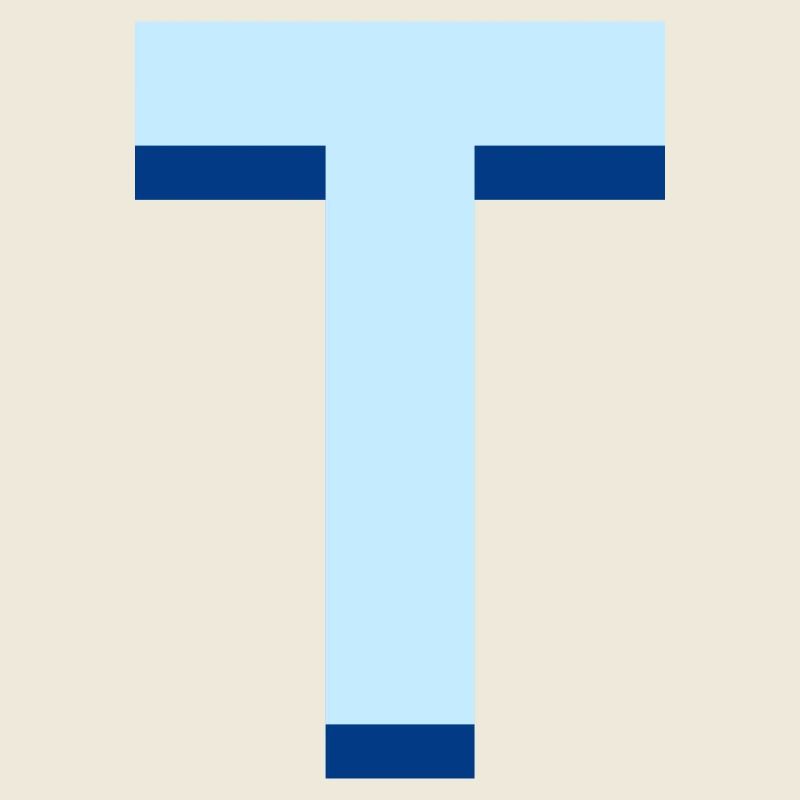 Letter t blue pop and modern