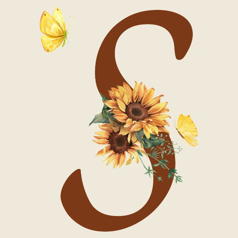 Letter s sunflower butterfly