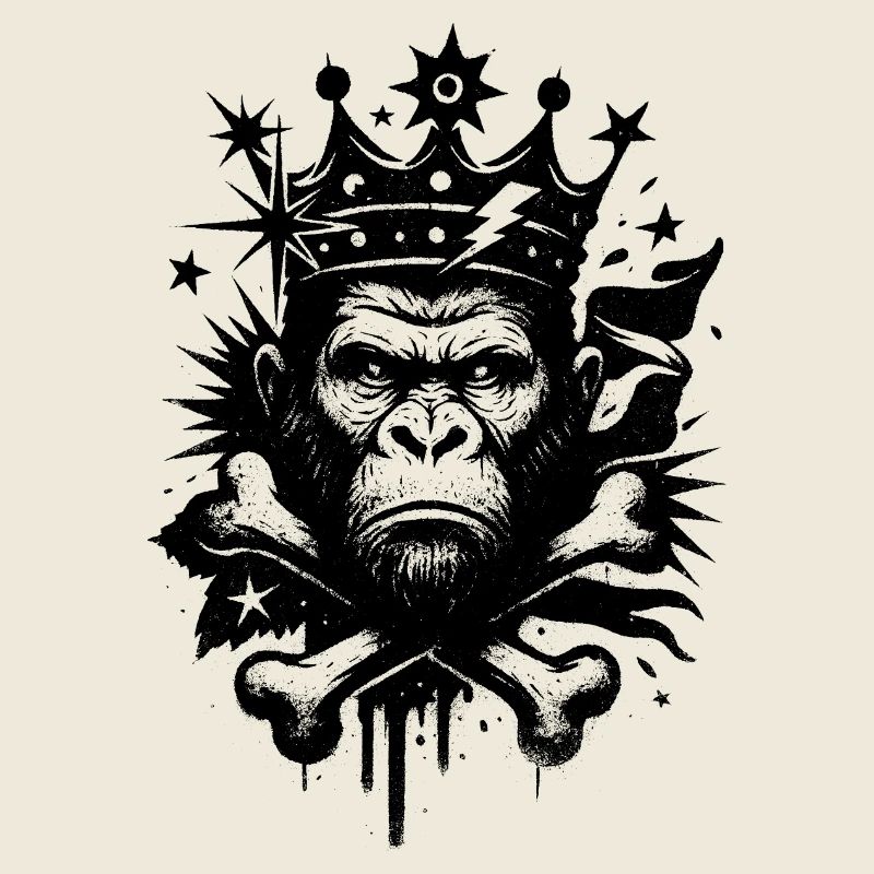 Majestic gorilla with crown