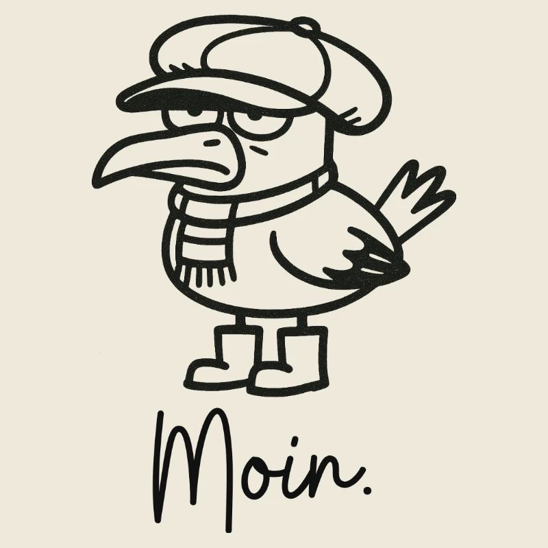 grumpy seagull with cap and moin