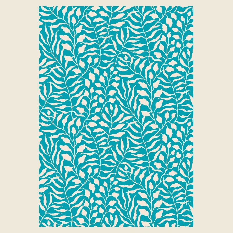 Blue Palm Leaf Design
