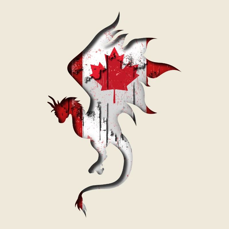 Flag of Canada - Canada - Dragon Silhouette