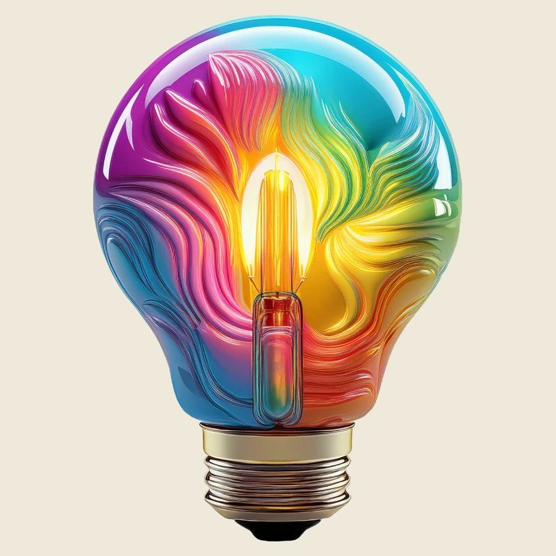 Ampoule colorée comme symbole de créativité
