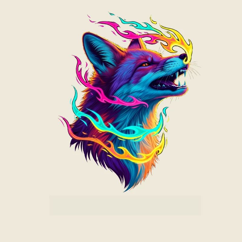 Neon Wolf Flame Spell