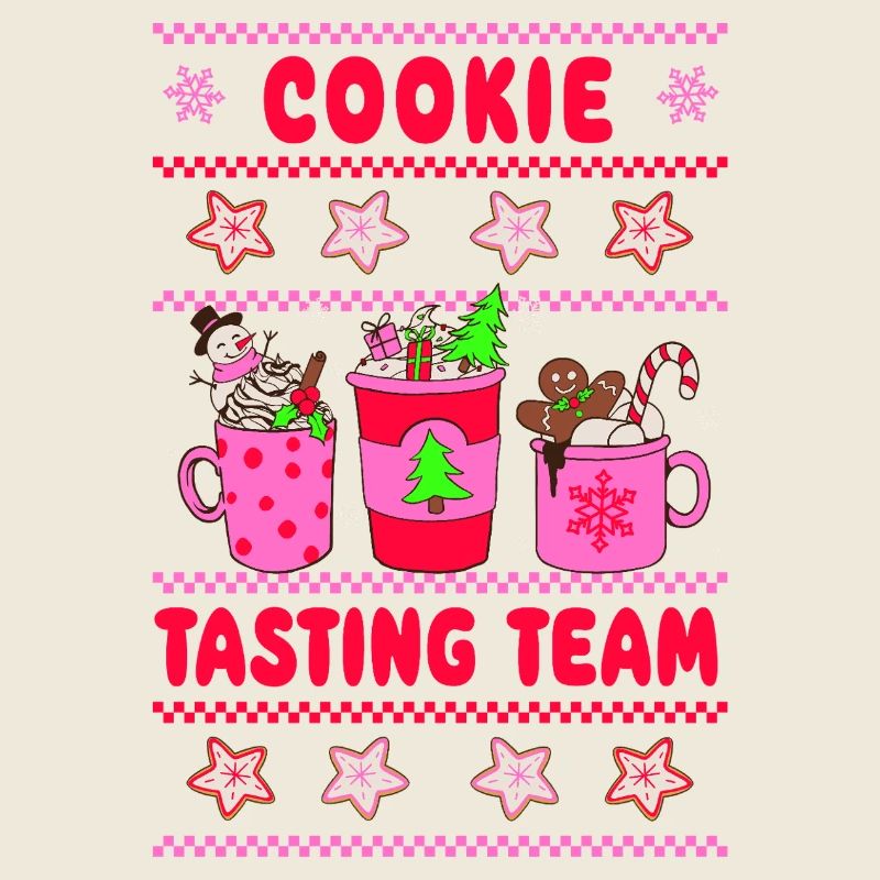 Équipe de dégustation de biscuits - Noël rose fluo