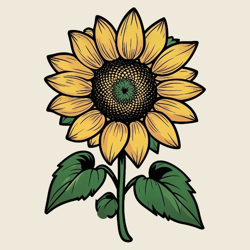 Sunflower Line Drawing