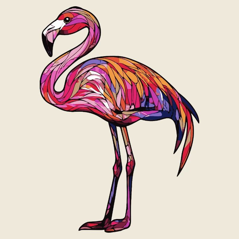 Flamant rose coloré