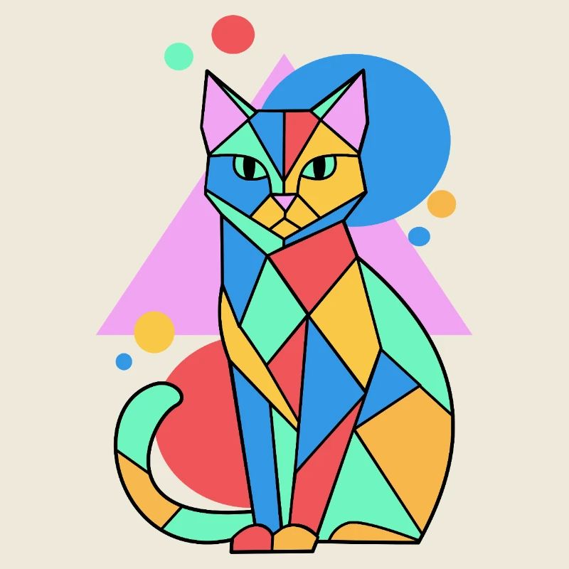 Cat Cats Geometry Abstract Art Gift