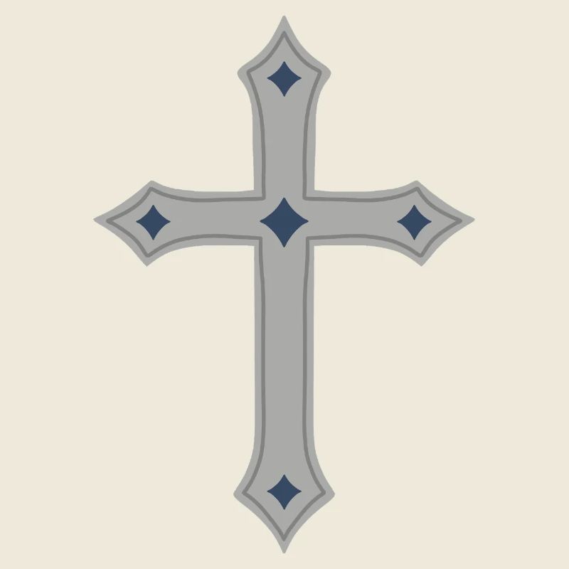 Croix grise avec diamants indigo