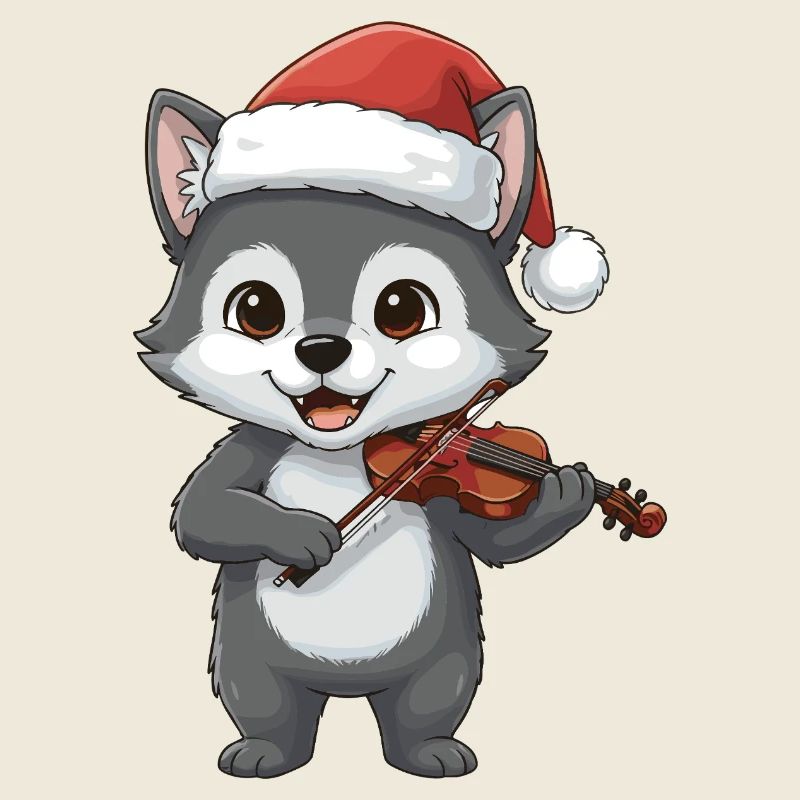 Loup de Noël jouant de l’art du violon