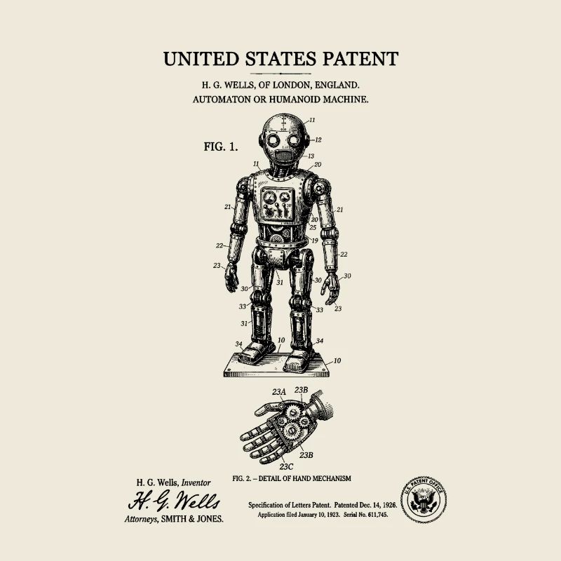Humanoid Robot Patent – Vintage Technical Board