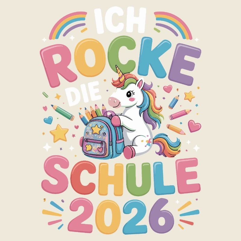  Ich Rocke Die Schule 2026 Einhorn Einschulung